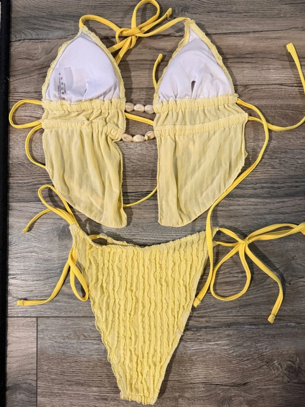 Yellow Ribbed Two-Piece Bikini Set - Picture 7 of 10